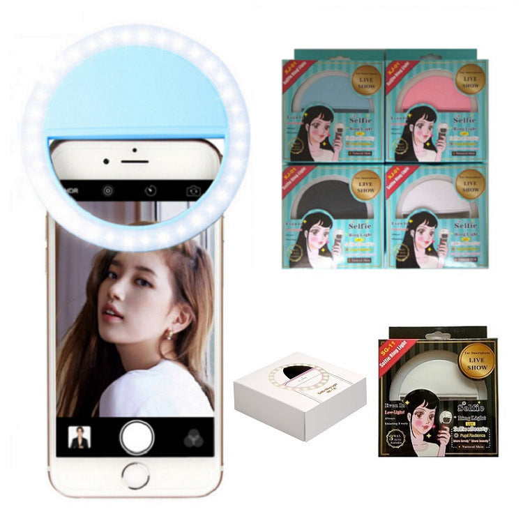 Mobile phone beauty fill light rk12 selfie led portable clip round rechargeable fill light night light flash