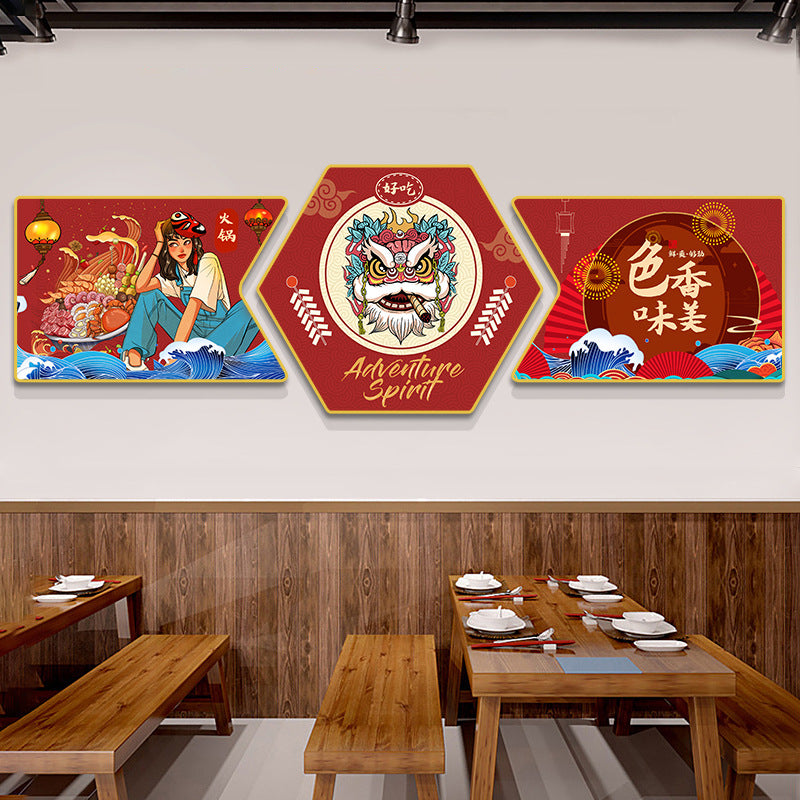Guochao Hot Pot Restaurant Decorative Painting Peking Opera Huadan Hotel Hanging Painting Mala Skewers Hot Pot Restaurant Box Background Wall Mural