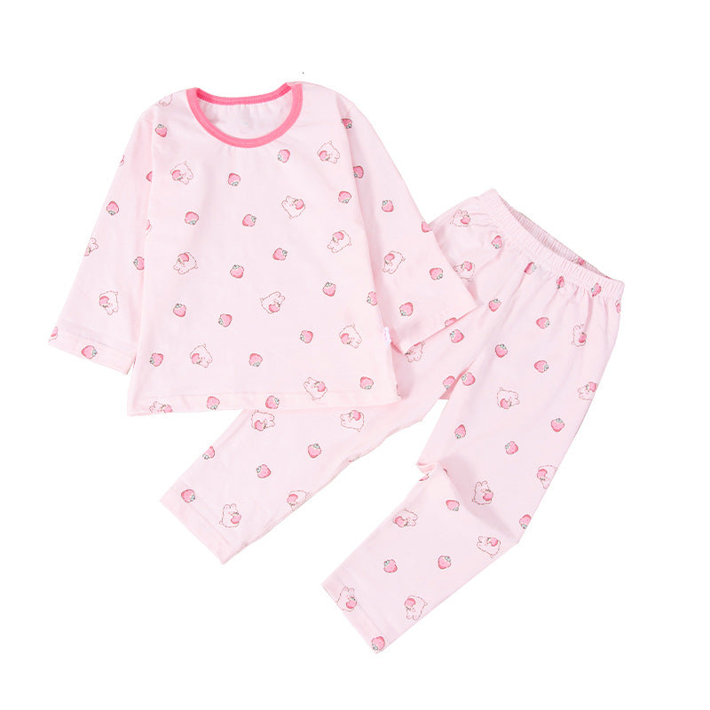 Kids type a autumn clothes and long trousers boys pure cottonintimatessuit girl lycra cotton home clothes pajamas pure cottoncomfortable