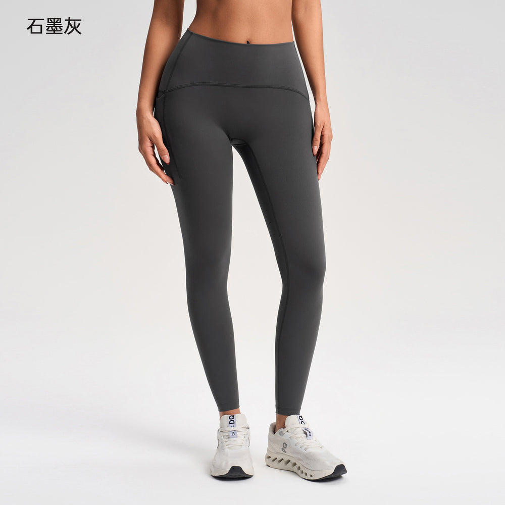 Women's yoga pants with pockets - wearable outdoors, cycling, fitness, cropped length, butt-lifting, tummy control, sports leggings - model yg-1013