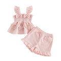 Girls' casual shirred tank top and shorts set