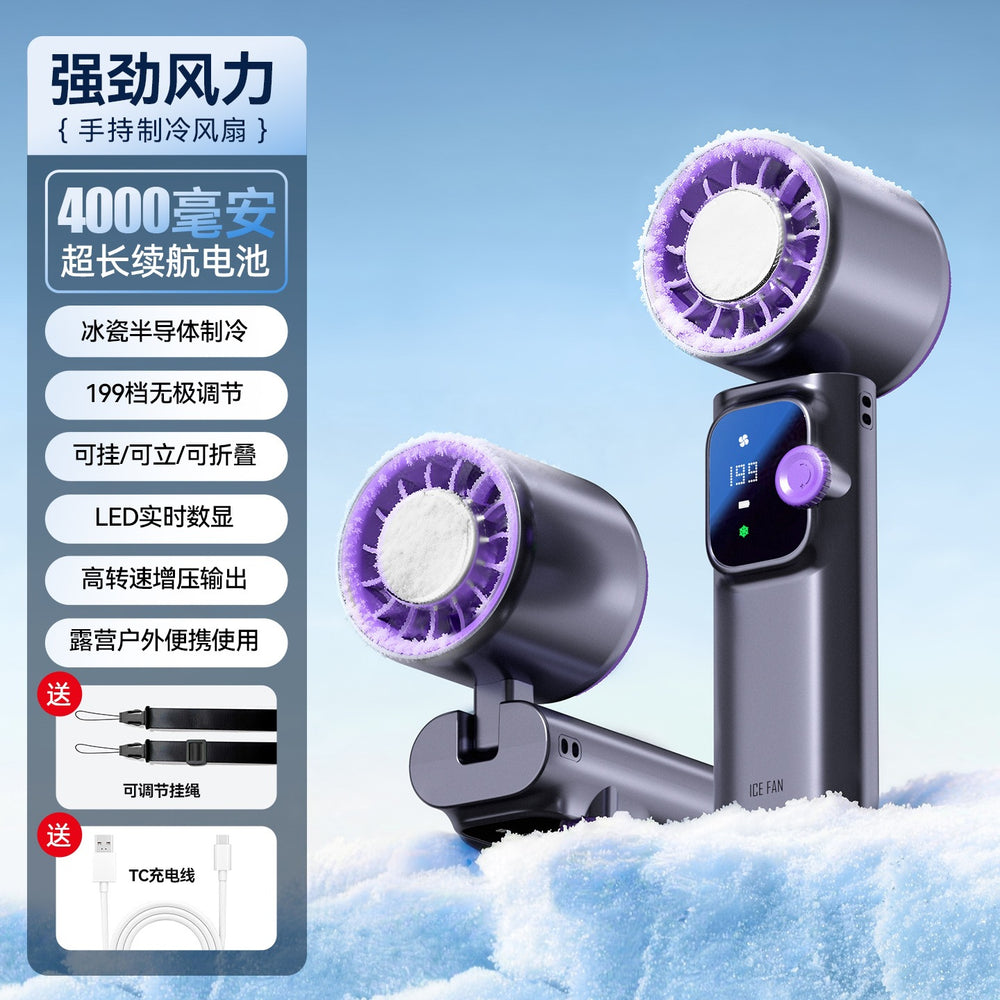 2026 new handheld neck fan with digital display, usb rechargeable, mini portable outdoor camping fan - powerful wind, low power consumption