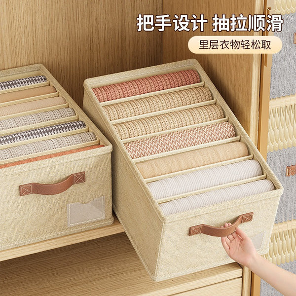 New Household Cotton and Linen Layered Clothes Storage Box Drawer Type Divided Underwear Box Dormitory Clothes Pants Organizing Box