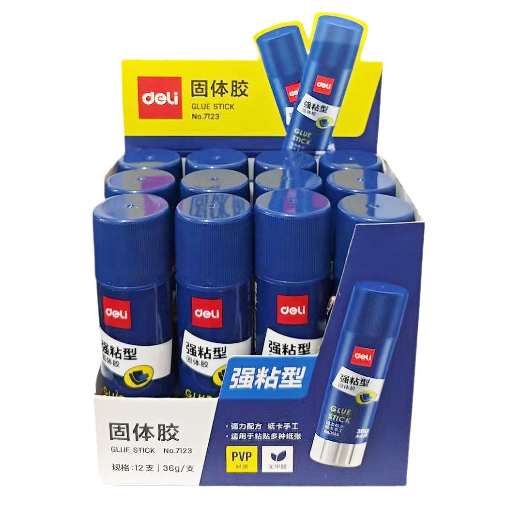 Deli 7123 solid glue stick 36g solid glue stick Children's handmade high-viscosity solid glue wholesale