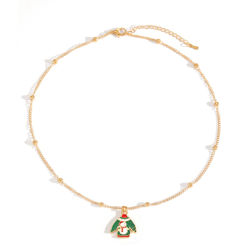 Christmas necklace wholesale: cross-border hot seller - fashionable enamel snowflake bell christmas tree pendant, simple and versatile necklace