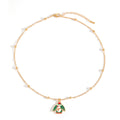 Christmas necklace wholesale: cross-border hot seller - fashionable enamel snowflake bell christmas tree pendant, simple and versatile necklace