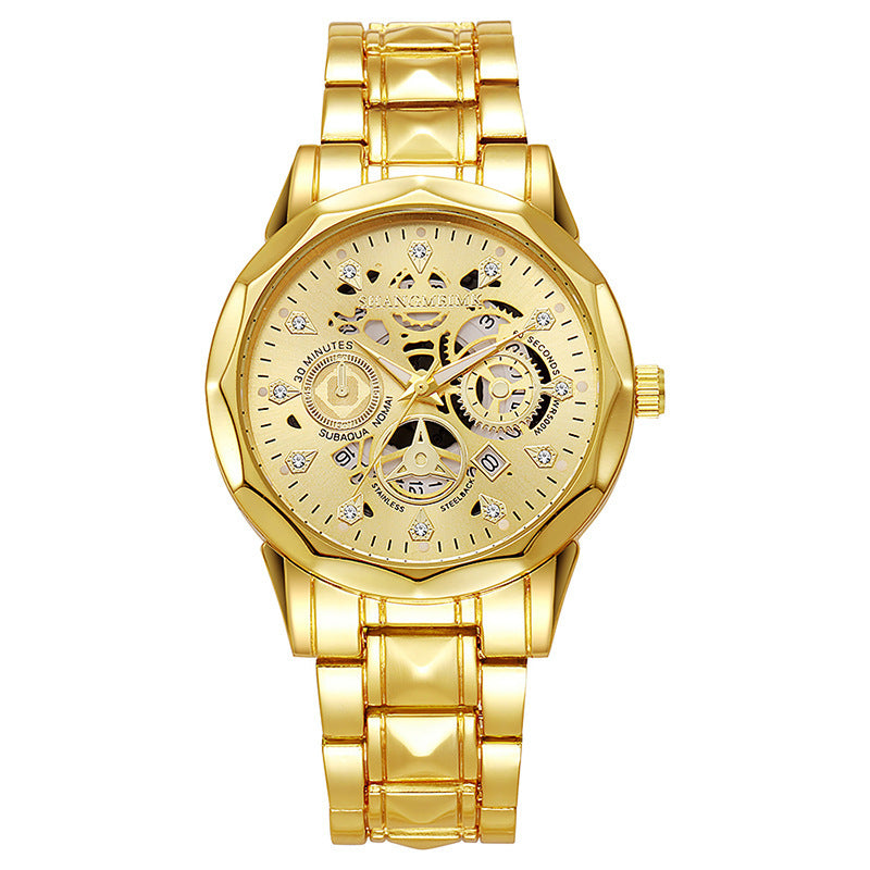 Shangmei brand trendy fashion waterproof luminous business automatic quartz embossed hollow-out men's watch