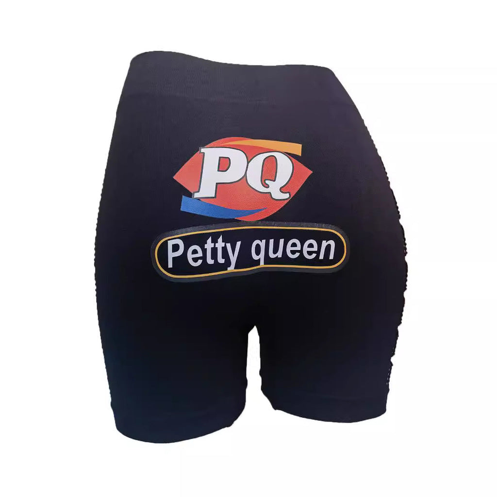 Cross-border hot-selling printed hollowed-out sexy yoga pants, women's fitness sports tight boxer shorts