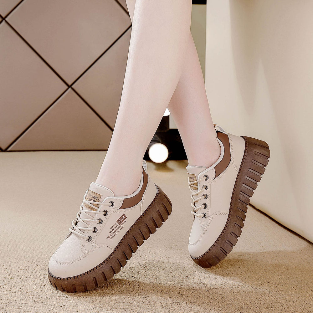 export leather platform sneakers - women's white sneakers for students, new autumn 2025 collection, versatile athletic casual shoes