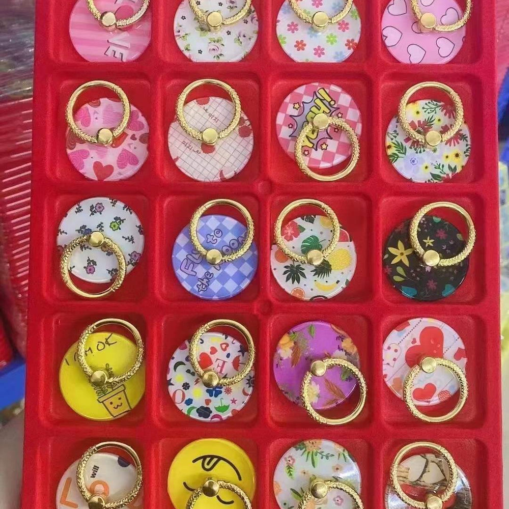 A box of 20 electroplated square phone stands, high-gloss square phone holders, 8-color round 360-degree rotating ring holders