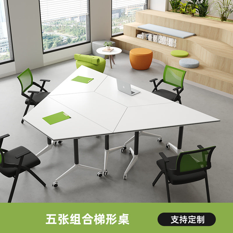 Desk trapezoidal foldable training table and chair combination patchwork bench conference table training room desk movable classroom