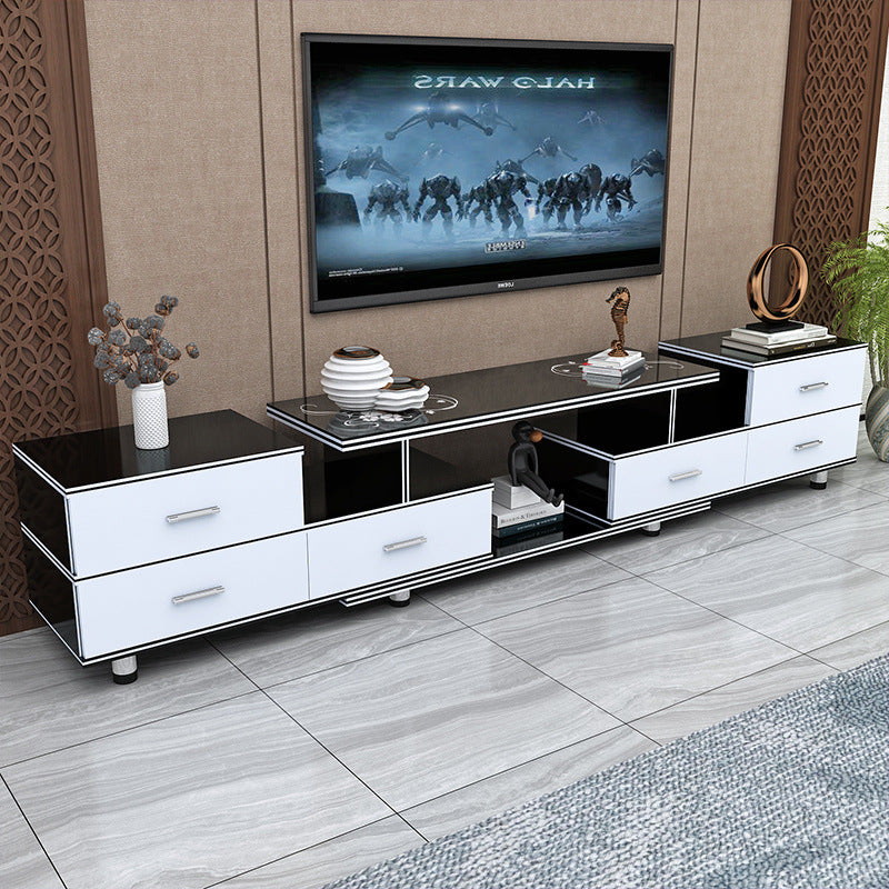 Tempered glass extendable tv stand & coffee table set - minimalist modern european style for small apartments - home living room tv cabinet
