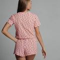 spring/summer new fashion heart print short sleeve & shorts pajama set - cross-border breathable loungewear for women - wholesale