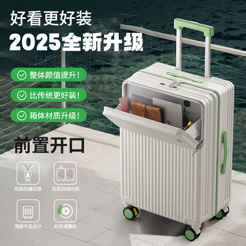 Front open suitcase female 2025 new strong and durable thickened suitcase 26-inch password password box male