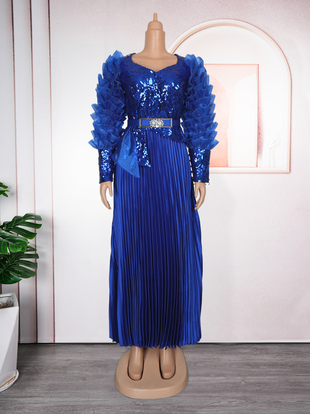 Fashion cross-border  hot diamond sequined banquet dress african new arrival women's plus size high waistdress