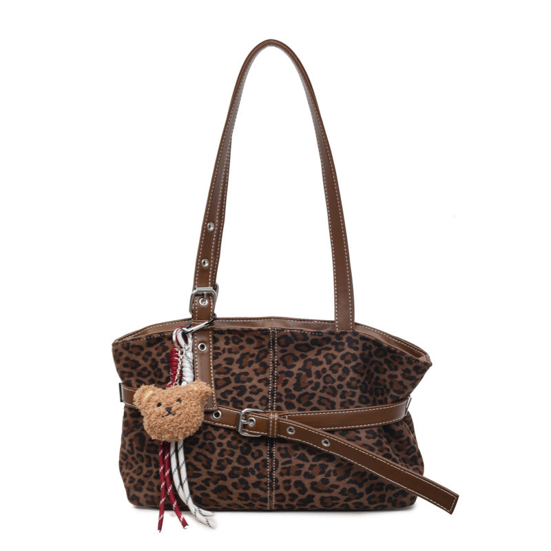 2025 new autumn/winter women's retro leopard print handbag - versatile shoulder bag, light luxury texture, perfect for work and commuting