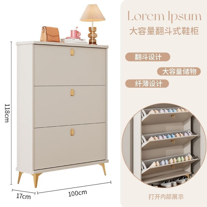 Tipping shoe cabinet solid wood for home door new arrival large capacity entrance cabinet small narrow shoe rack