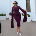 European and american cross-border women's clothing:  summer new arrival - elegant stand collar slit bodycon midi dress