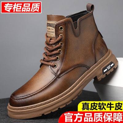 2024autumnew arrivalretrobootsmen's high-top britisheasiest for match slip-on casuallong high-end workwear boots