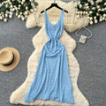 Vacation style cut outknitting low-cut suspender dress for women summer sleeveless slimming look a-line skirt work clothing socialite style