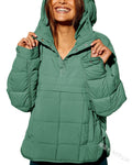 European and american  new casual fashion solid color cotton padded jacket, loose fit long sleeve pullover hoodie with round hem top