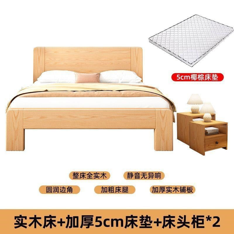 Double bed 1.8x 2m bed single bed 1.5mfor home solid wood bed 1.2m rental house bed log style low box