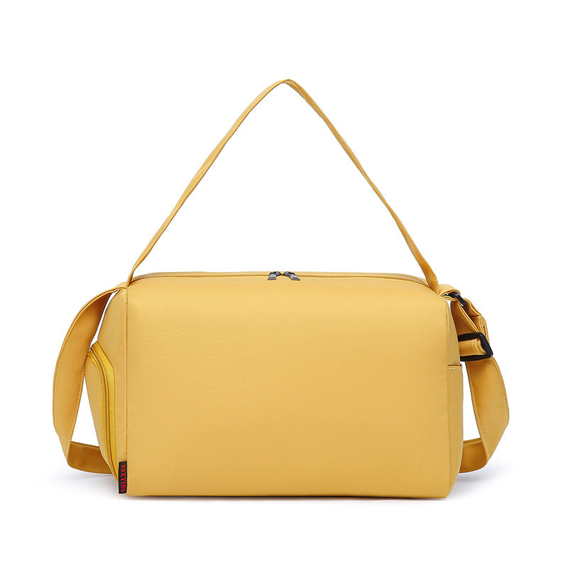 New travel bag trendy simple solid color sports fitness bag men and women business travel storage luggage independent shoe compartment