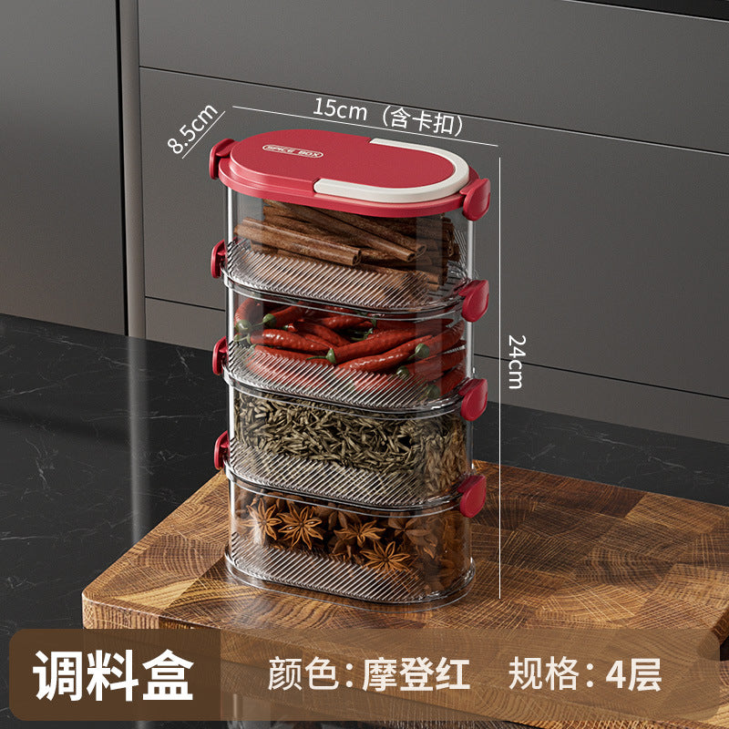 Kitchen spice sealed storage box food grade onion ginger garlic seasoning fresh-keeping box can be stacked with miscellaneous grain classification storage tank