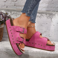 Fashionexportplus sizethick sole birkenstock rivet flip flops women's cross-border outwear metal buckle platform sole sandals