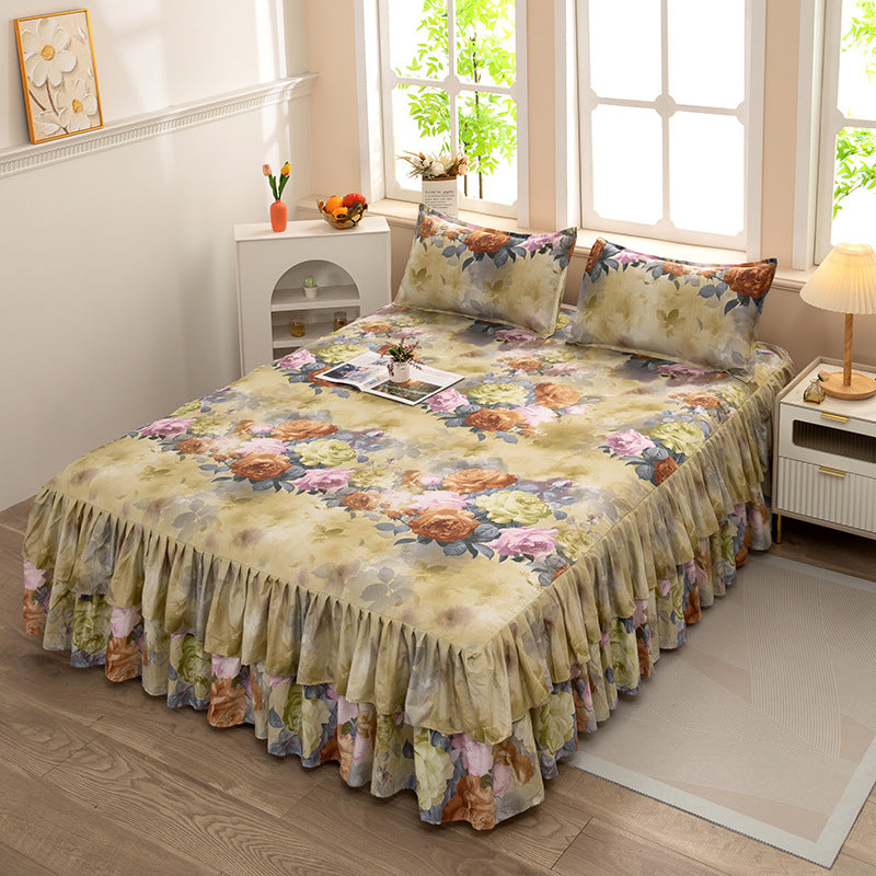 Bed skirt, fitted sheet, thickened bed sheets, comfortablenon-slip mattress protector, single piece simmons bed cover 1.8m double bed