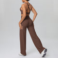 fashionpure color double-sided brushed back cross sports intimates yoga suit running fitness two-piece set