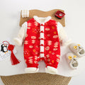 Infant winter fleece-linedeasiest for match hundred days celebration new year's greeting clothes for men and women baby catch zhou formal wearthickened one-piece