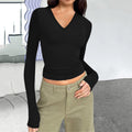 fall/winter new arrivals: european & american  style women's v-neck long sleeve basic slim-fit versatile t-shirt top