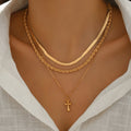 Cross pendant necklace wholesale cross-border metal jewelry women's stylish fashion cold style multi-layered clavicle chain