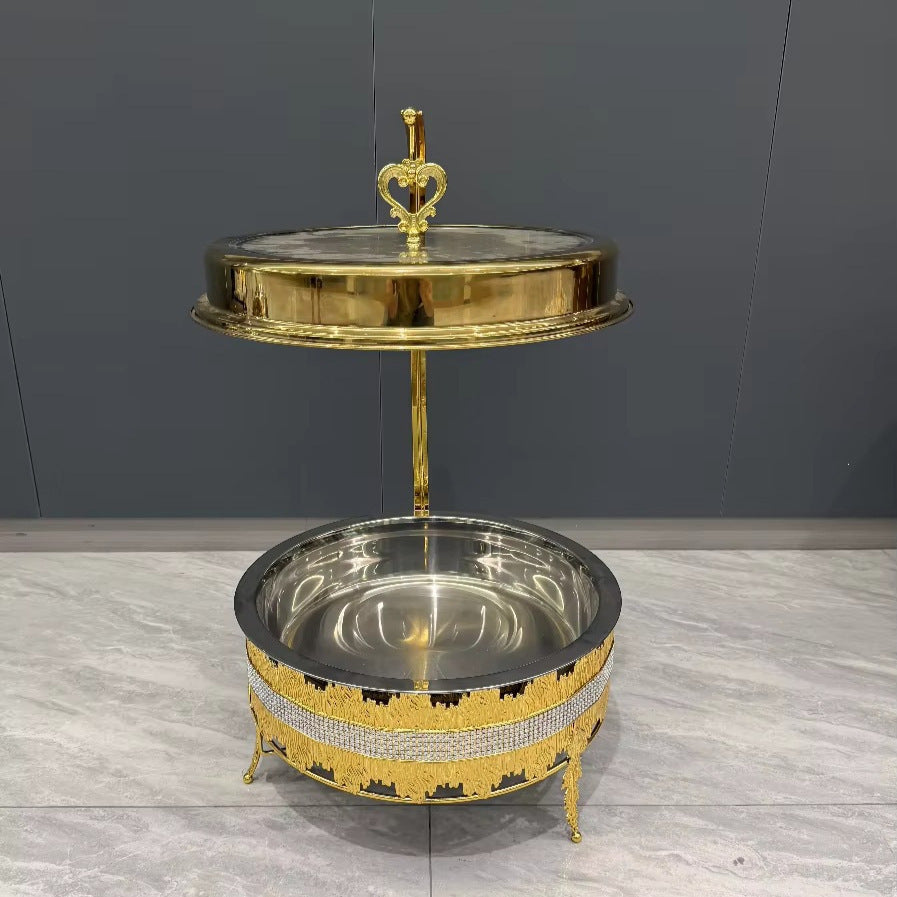 Diamond-shaped golden stainless steel buffet stove 9l hanging buffet stove for hotel restaurants