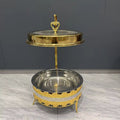 Diamond-shaped golden stainless steel buffet stove 9l hanging buffet stove for hotel restaurants