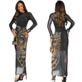 C7519 cross-border   fashion women's sexy rhinestone mesh print dress set