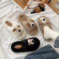 New cartoon puppy fuzzy slippers - stylish women's outdoor wear, cute home casual korean style cotton slippers, winter fuzzy shoes for going out