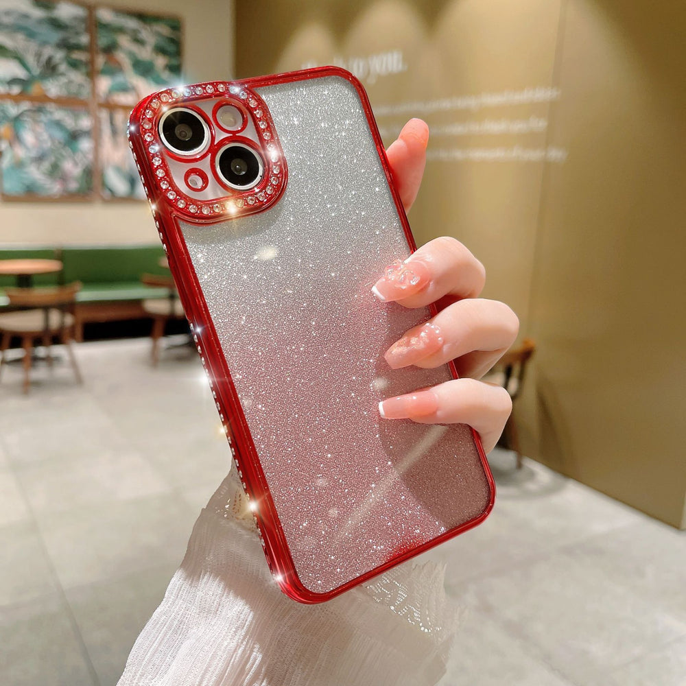New arrival diamond-encrusted electroplated glitter rhinestone 17 suitable for iphone15pro mobile phone case apple 13 all-inclusive protective cover