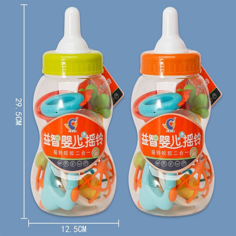 Cross-border South East Asia Children's Early Education Puzzle Baby Fun Hand Rattle Bed Bell Teeth Bite Baby Toy Bottle Set