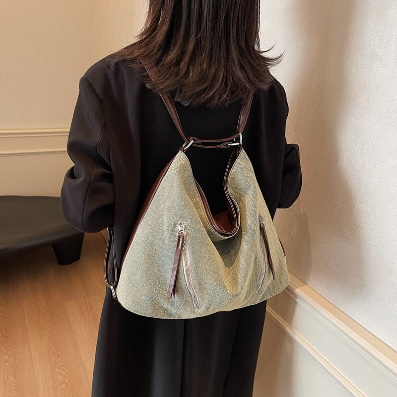 Cross-border high-quality textured bag women's large-capacity 2025 new popular fashion backpack multi-functional messenger bag