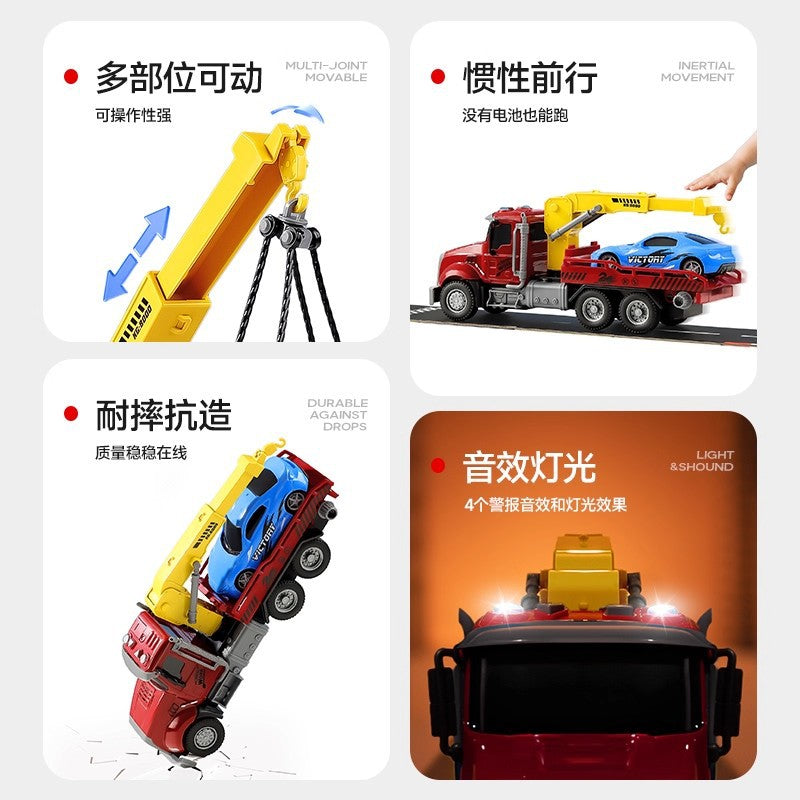 Kids' large fire truck ladder cargo rescue truck tractor truck construction crane tow truck toy for boys, ages 3-6