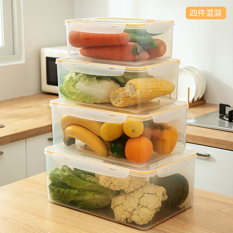 Food grade refrigerator storage fresh-keeping box, transparent food freezing sealed box with lid, kitchen vegetable egg storage box