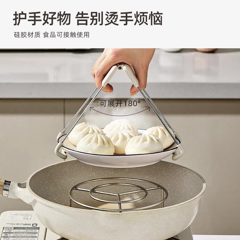Silicone non-slip oven mitts three-piece kitchen clip bowl clip suit dish steamer for home clip tool