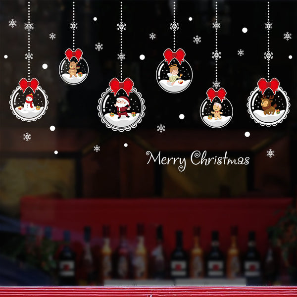 Santa Snowball Charm Pendant Festival Decoration Wall Sticker Window Glass Shop Store Background Wall XL628