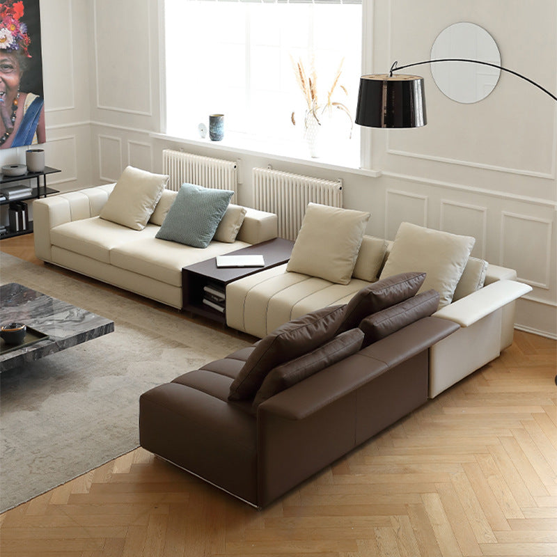 Italian minimalist piano key genuine leather sofa modern casual large apartment house living room combination napa cowhide sofa