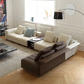 Italian minimalist piano key genuine leather sofa modern casual large apartment house living room combination napa cowhide sofa