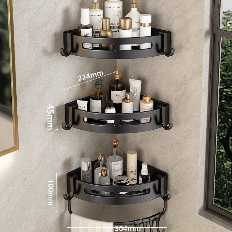 No-drill bathroom shelf - wall mounted corner basket for towels, soap, and more