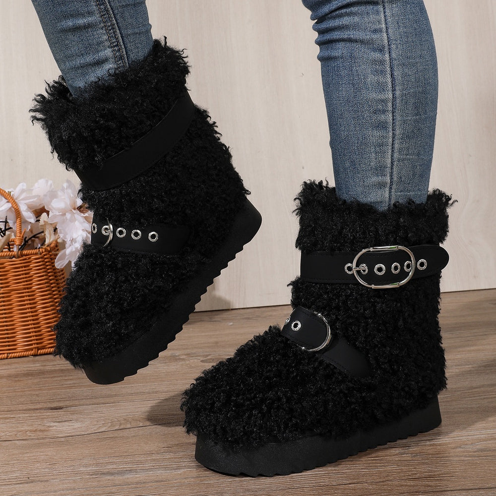 Plus size women's winter snow boots - new  collection: fleece-lined, extra thick, warm cotton shoes with non-slip soles