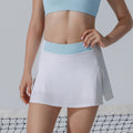 Ready-to-ship green athletic tennis skirt, european and american style solid color running fitness split skirt, quick-dry tennis skort with skirt hem